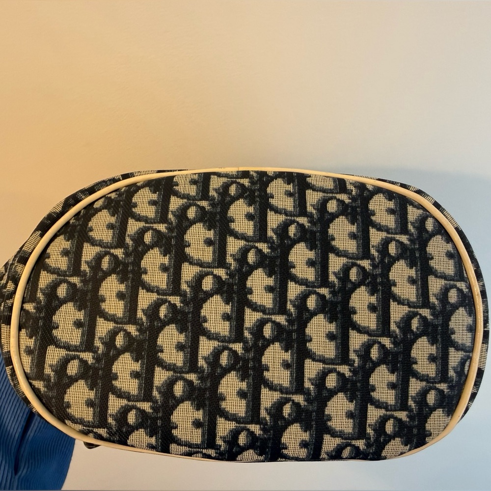 Vintage Dior Monogram Coated Canvas Trotter Tote with Blue and Cream Accents - Picture 11 of 15